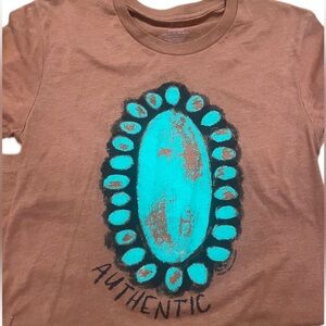 Turquoise Piece Burnt Orange Short Sleeve Graphic Shirt